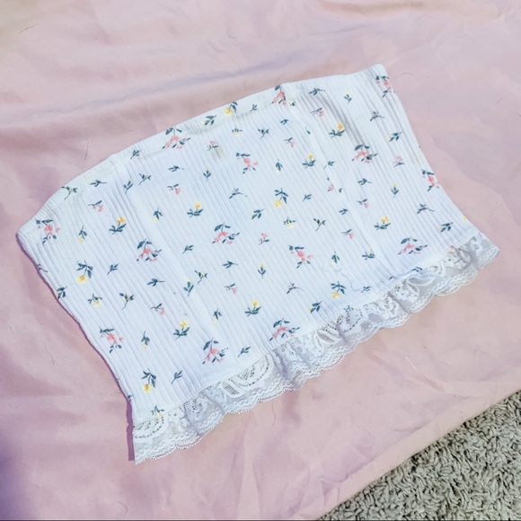 Forever 21 White Flower Lace Tube Top - Picture 1 of 6